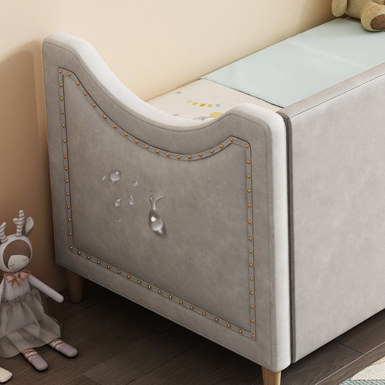 Nursery Bed with Guardrail in Light Grey Solid Wood Nursery Bed