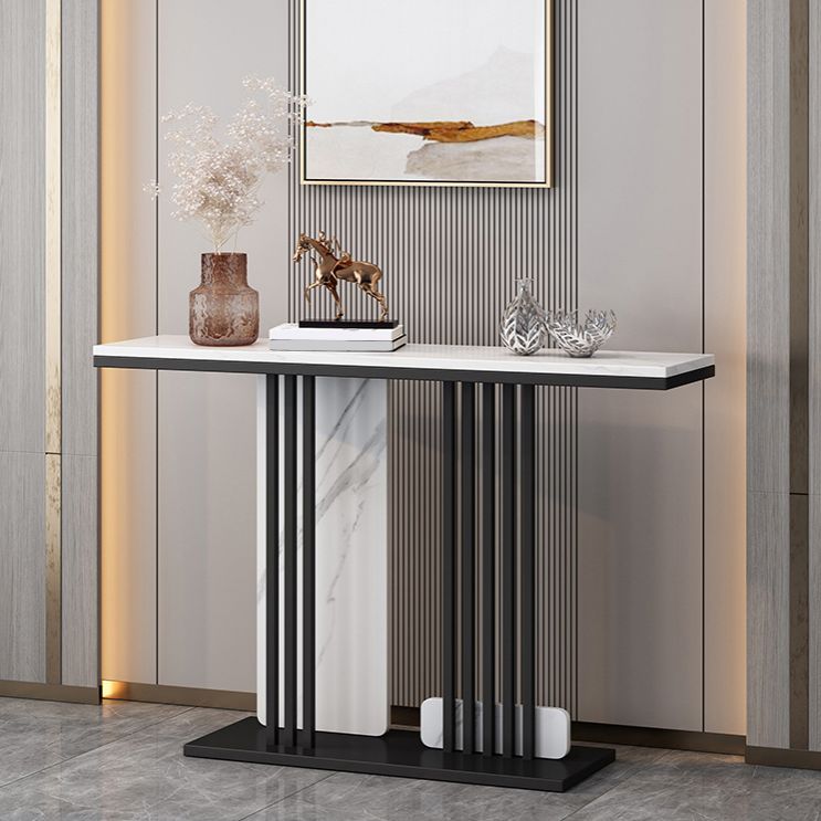 Contemporary Rectangle Console Table with Pedestal Base for Hall