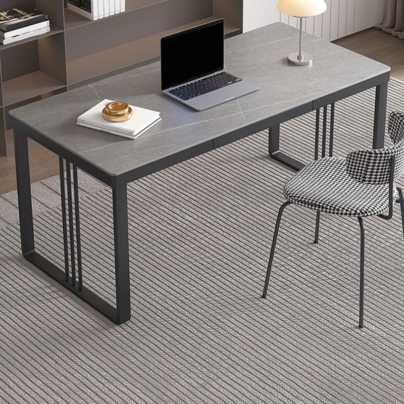 Rectangular Shaped Task Desk 2 Legs Writing Desk in Grey for Office