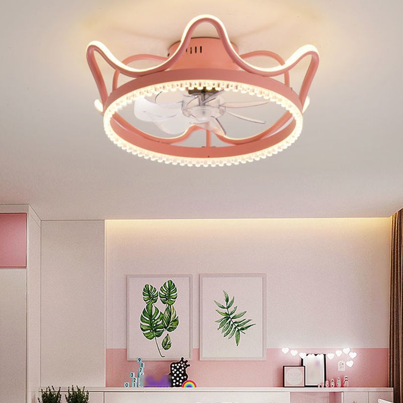 2 Light Ceiling Fan Light Modern Style Metal Ceiling Fan Light for Children's Room