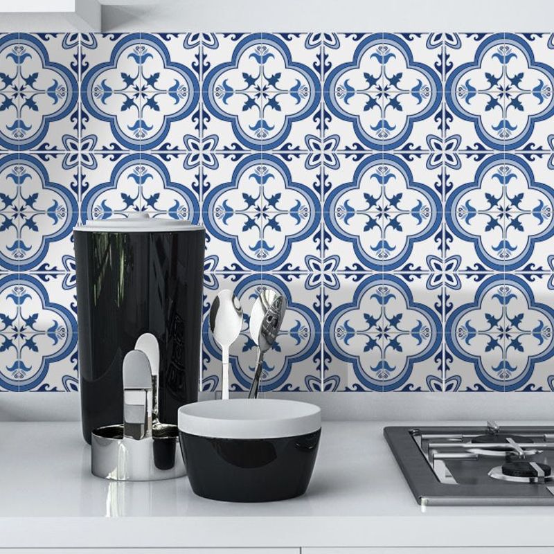 Boho Quatrefoil Turkish Tile Wallpapers 50 Pieces Blue Peel and Paste Wall Art for Kitchen