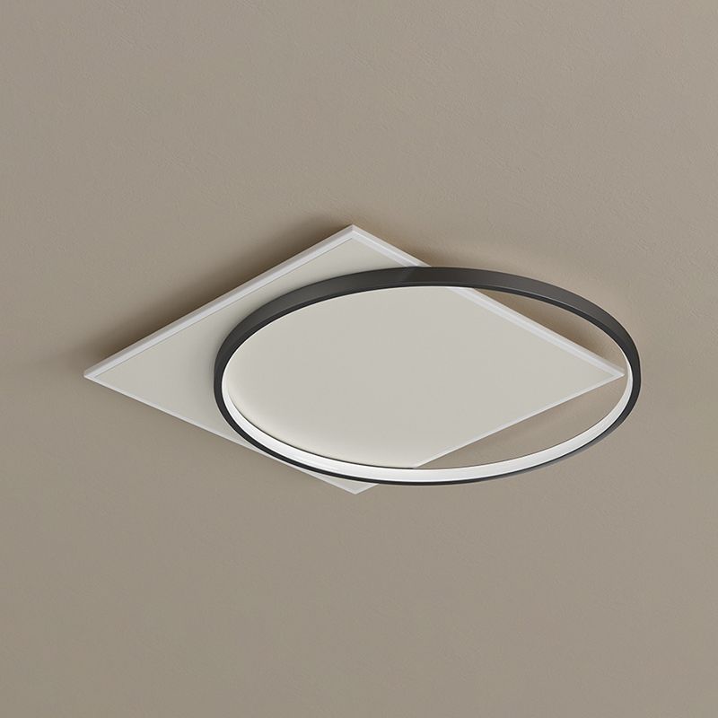 Acrilico LED Flush Mount in Modern Creative Iron Geometric Massimale Light in Nero e Bianco