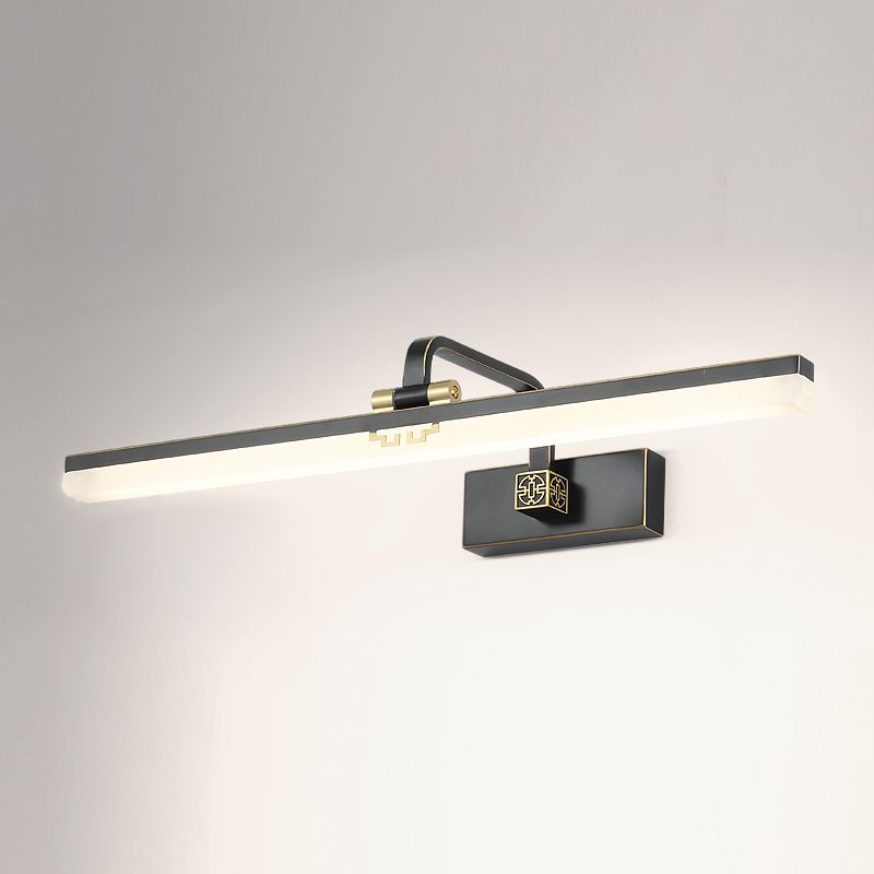 Metal Linear Shade Wall Sconce Modern 1-Light Mirror Wall Mount Light Fixture in Black