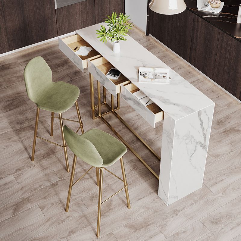 Contemporary Style Rectangle Bar Counter Table Sintered Stone Dining Table for Kitchen