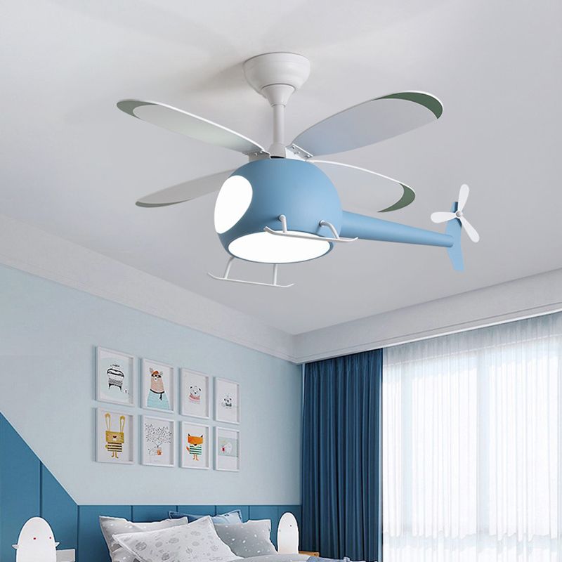 Kids Creative LED ventilateur léger avion en fer forgé lampe suspendue avec une teinte acrylique