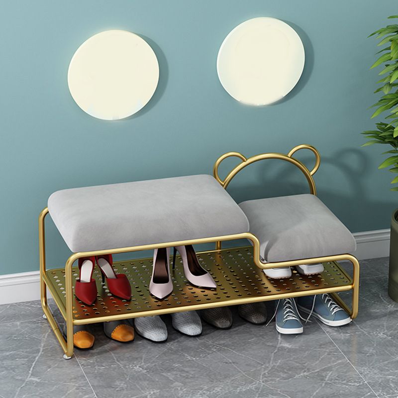 12.48-inch W Metal Entryway Bench Cushioned Seating Bench with Shoe Storage