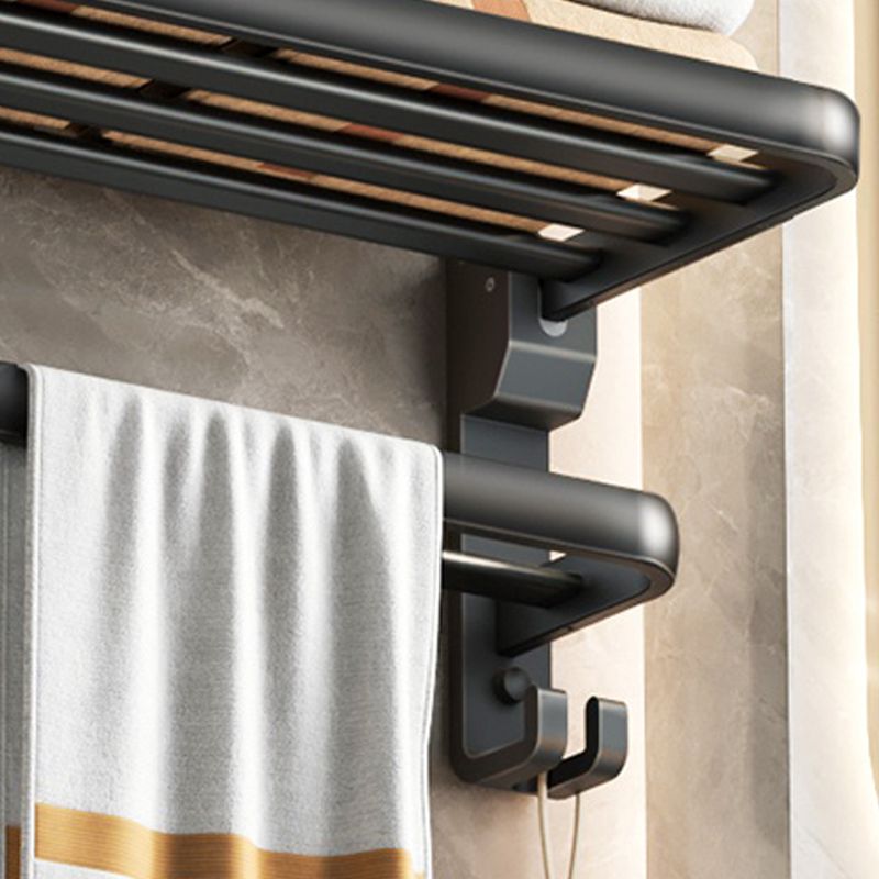 Contemporary Black Finish Bathroom Accessory Set with Bath Shelf/Towel Bar