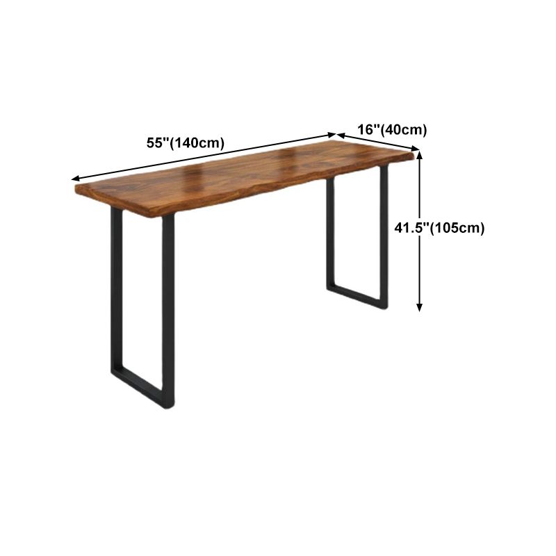 Pine Wood Bar Dining Table Industrial Bar Dining Table with Sled Base in Black