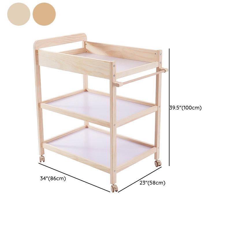 Modern Wooden Baby Changing Table Flat Top Changing Table With 4 Wheels