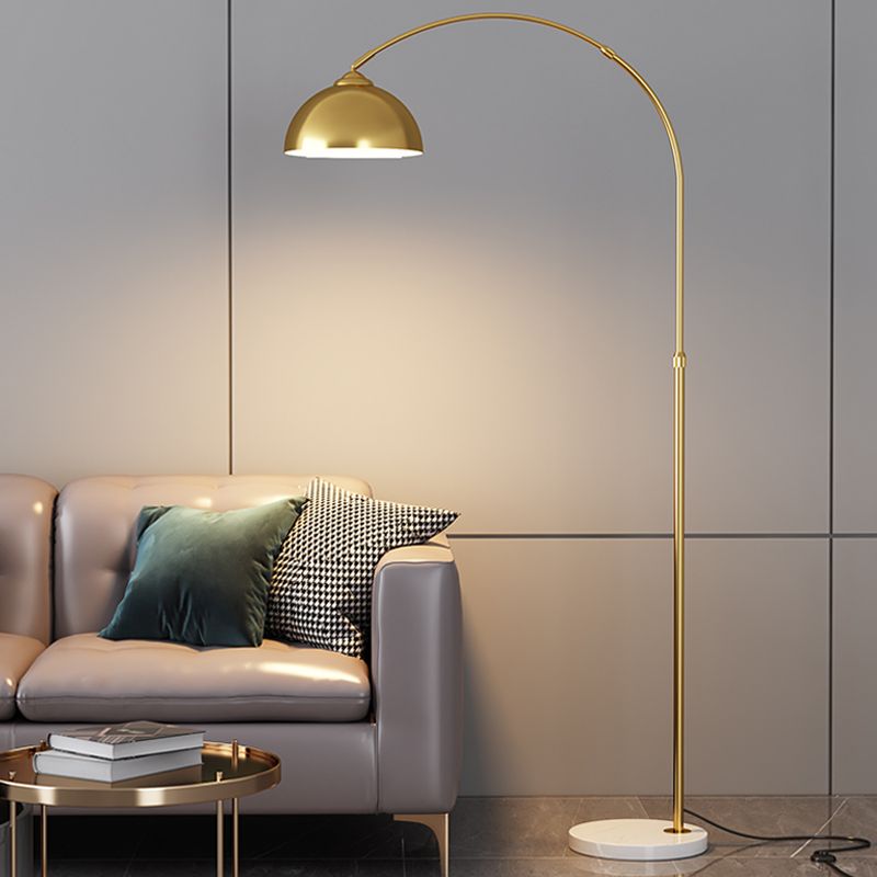 Modern Simple Iron Floor Lamp Geometry Bulb Floor Light with Marble Base for Bedroom