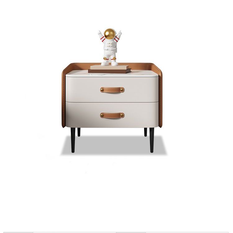 Modernism 2 Drawers Night Table Golden/Black Legs Bed Nightstand for Bedroom