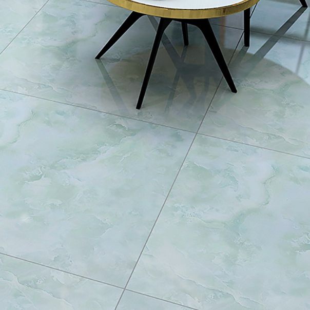 Square Floor Tile Straight Edge Polished Marbling Singular Tile