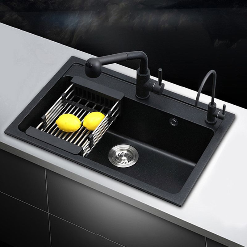 Contemporary Kitchen Sink Retangle Stainless Steel 3 Holes Drop-In Kitchen Sink