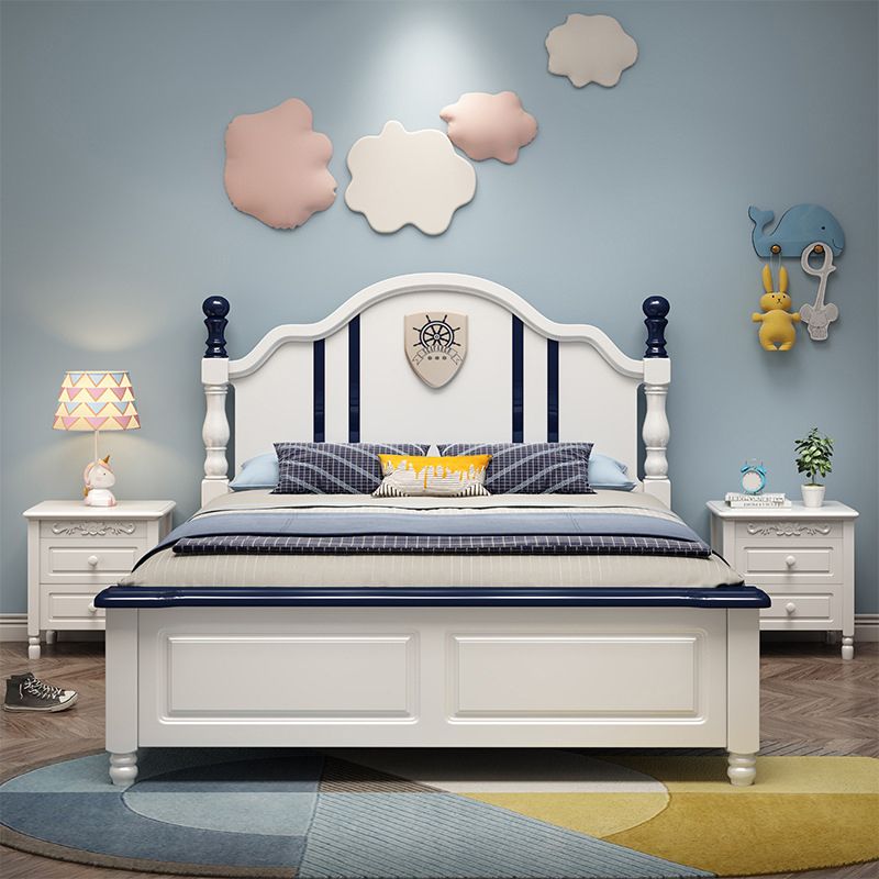 Coastal White Bed with Panel Headboard in Oak Wood Standard Bed