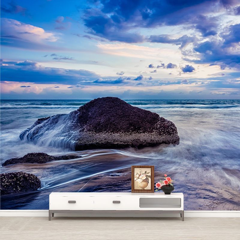 Tropix Rock and Tide Mural Blue Indoor Wall Covering, Personalized Size Available