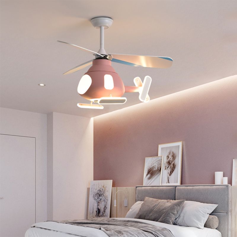 Pendard en forme d'avion en métal Cartoon LED LED Semi Flush Light for Kids Room