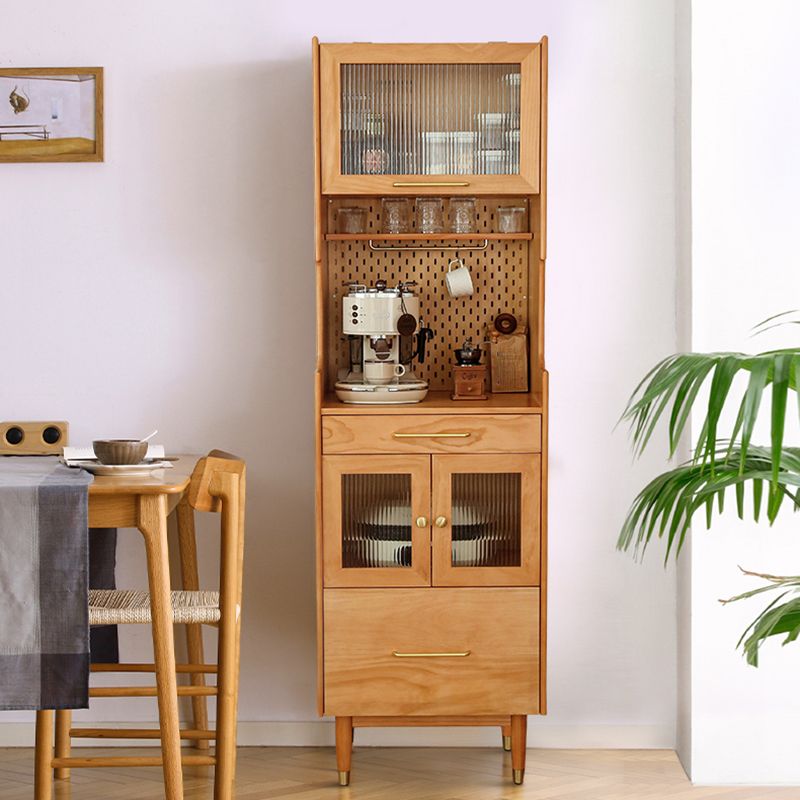 Contemporary Solid Wood Display Cabinet with Glass Doors for Dining Room