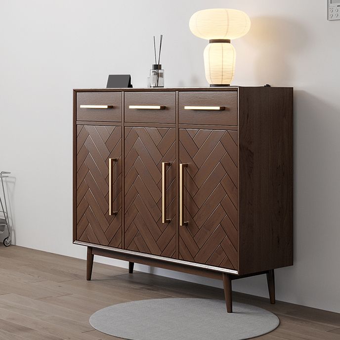 Contemporary Style Solid Wood Sideboard with Cabinets and Drawers