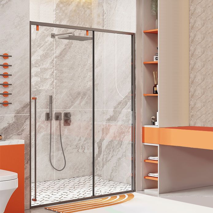 Silver Semi Frameless Shower Doors Single Sliding Shower Bath Door