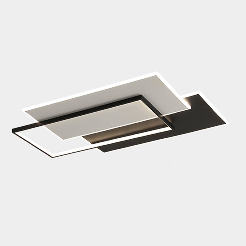 Minimalism Flush Mount Metal LED Ceiling Light Fixture in Black and White for Living Room