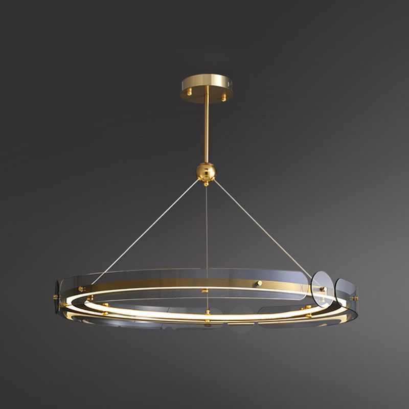 Modern Circle Chandelier Glass Gold LED Chandelier Pendant for Living Room