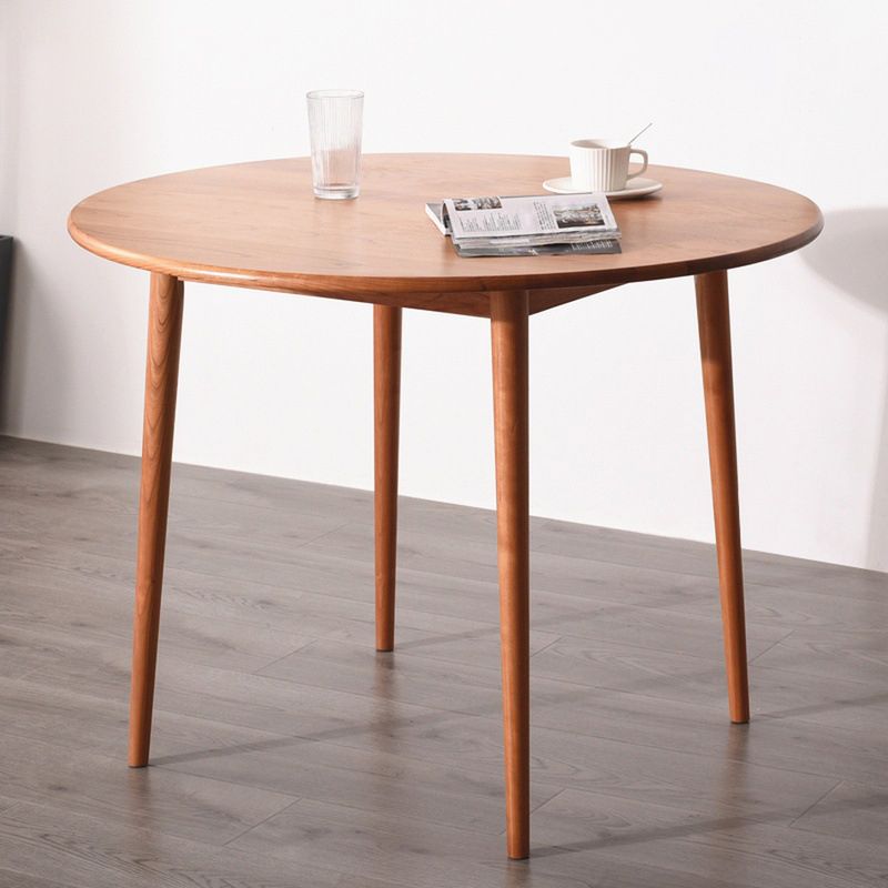 Solid Wood Contemporary Round Dining Table Wood Top Table with 4 Legs