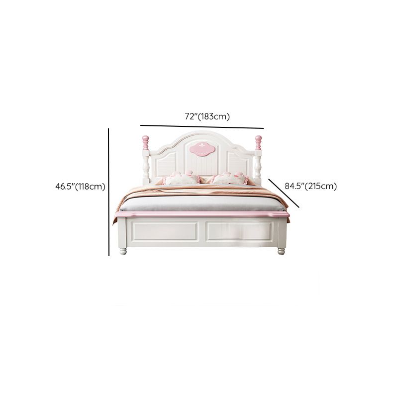 Contemporary Kids Bed Solid Wood White Headboard Princess Panel Mattress