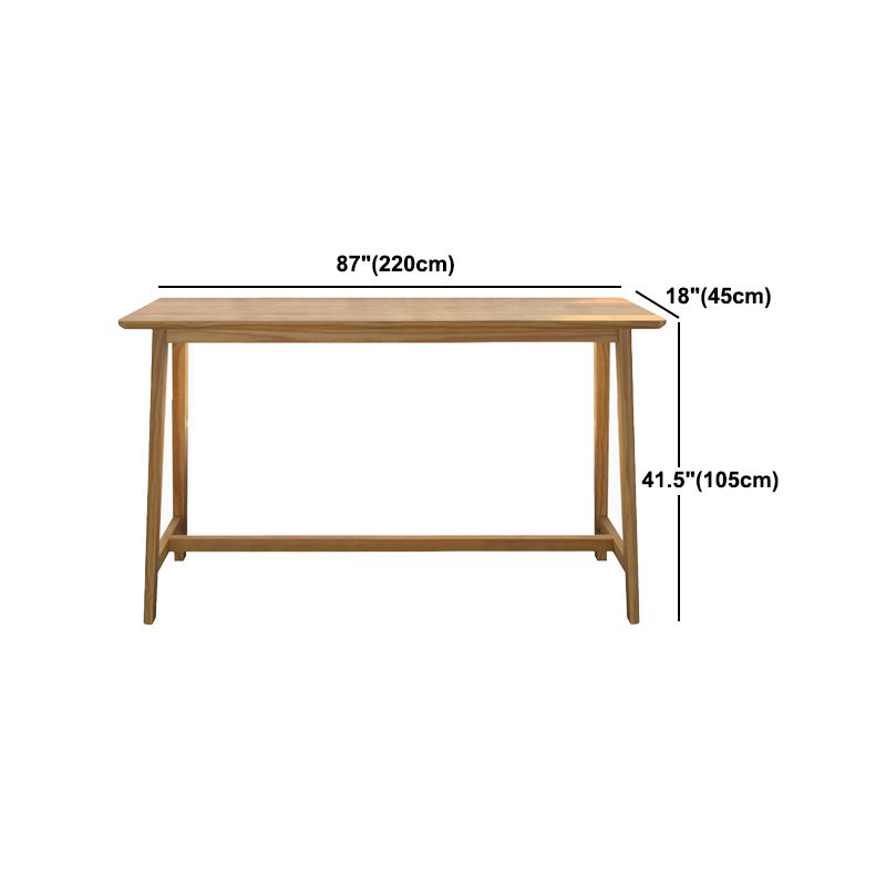 Rectangular Pine Wood Top Bar Table Modern Bar Table with Trestle Base in Nature