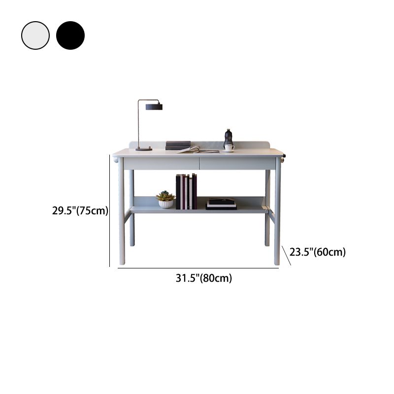 Grey / Black Office Desk Modern Rubberwood Task Desk with 4 Legs