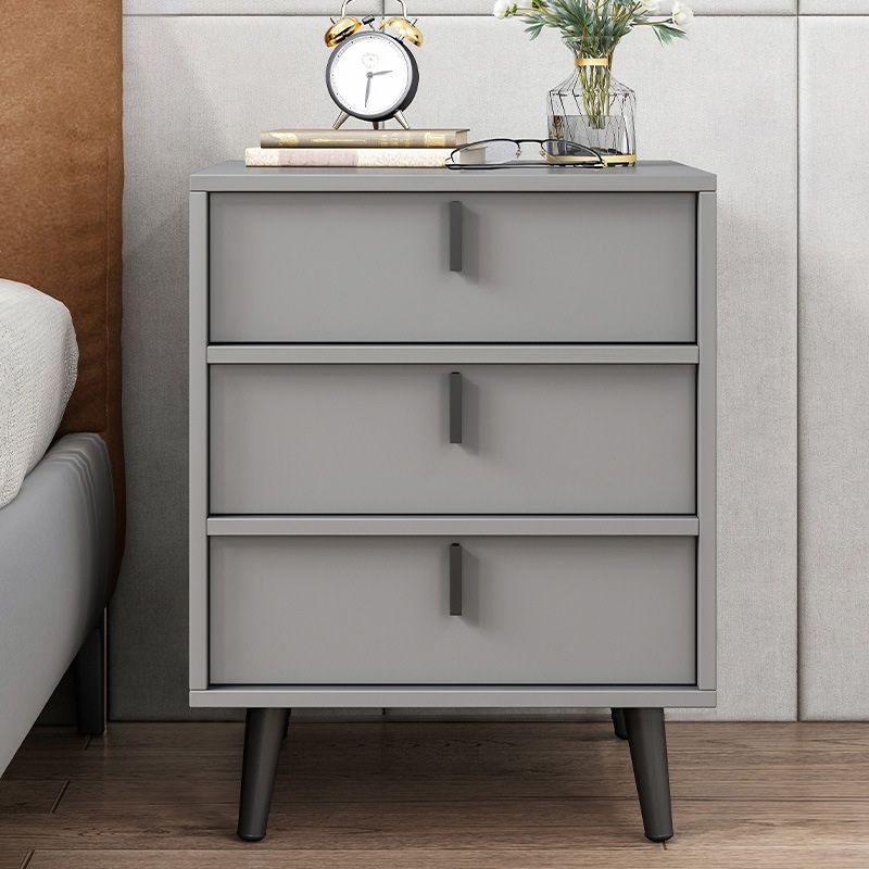 Contemporary Nightstand Faux Wood Bedside Cabinet for Bedroom