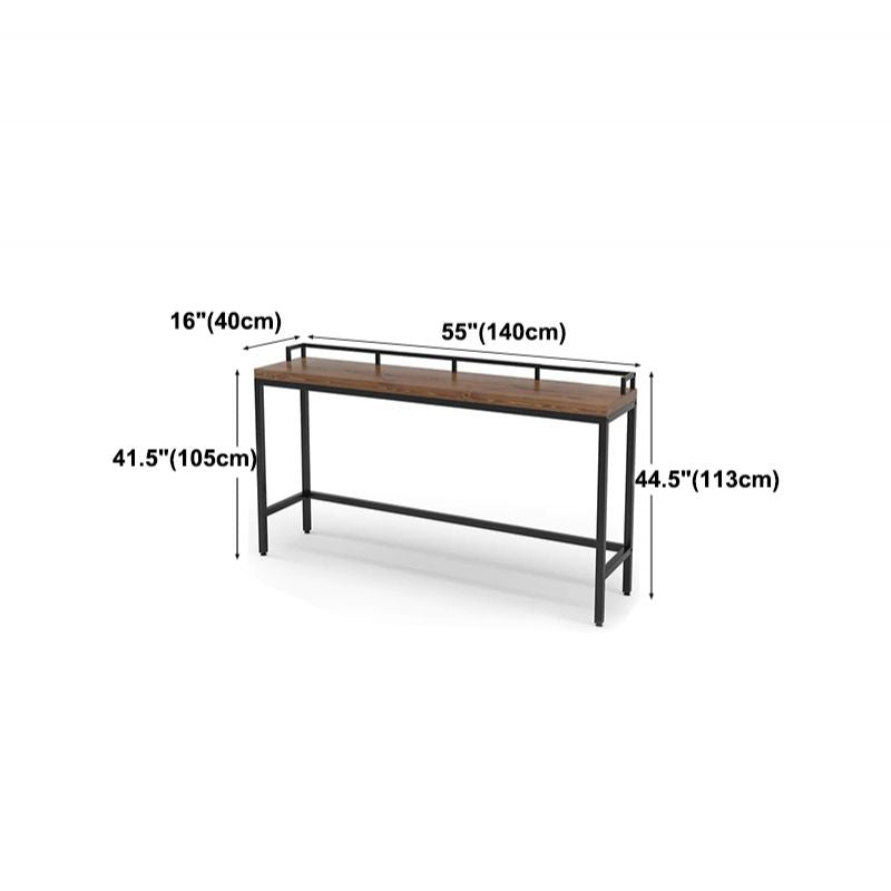 Pine Wood Bar Table Brown Industrial Bar Dining Table with Trestle Base