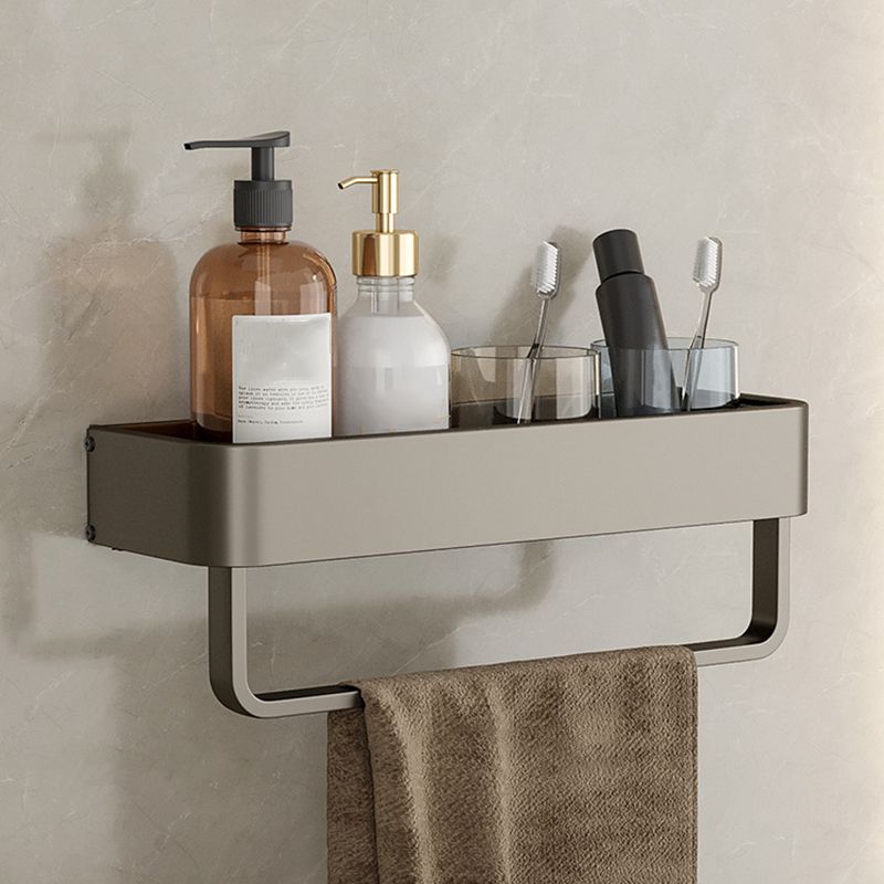 Contemporary Aluminum Bathroom Accessory Set Gray Bath Shelf