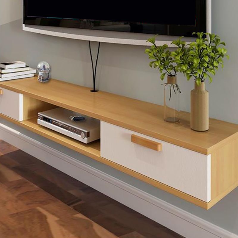 Modern Wood TV Console Open Storage TV Stand for Living Room