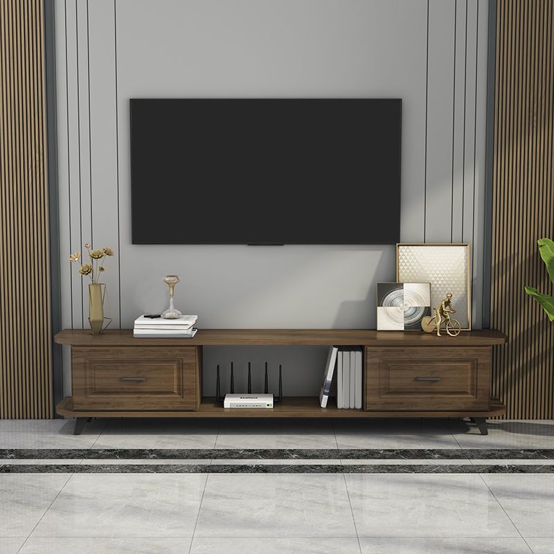 Contemporary TV Media Console Open Storage Wooden TV Console for Living Room