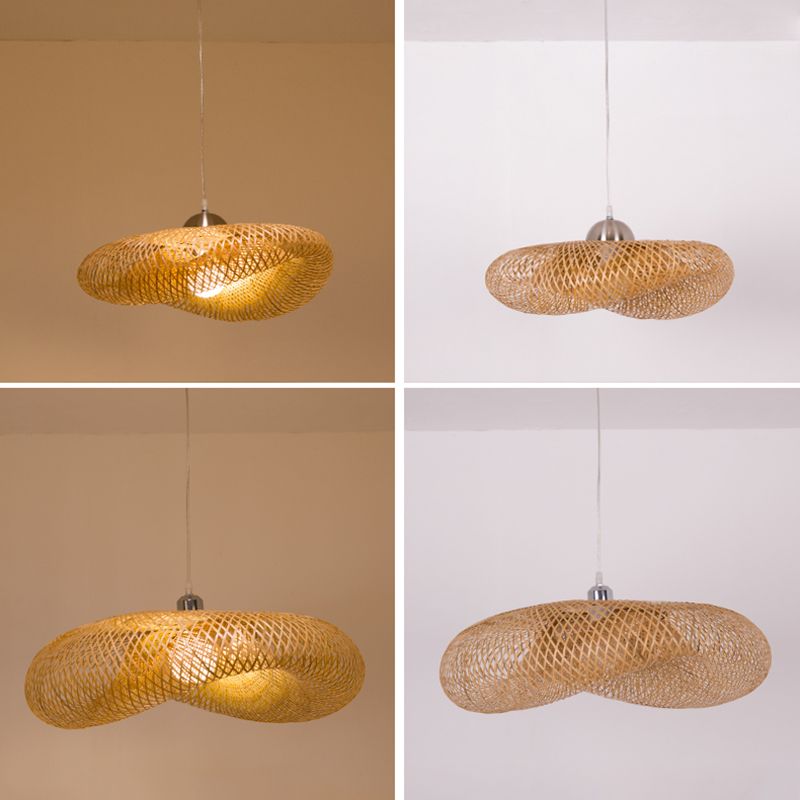 Swirl Hanging Pendant Lights Chinese Rattan Pendant Ceiling Lights for Restaurant