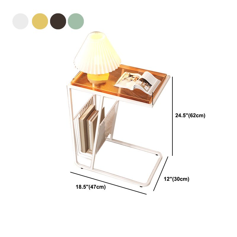 Modern Acrylic and Metal Night Table Open Storage Bedside Cabinet for Bedroom