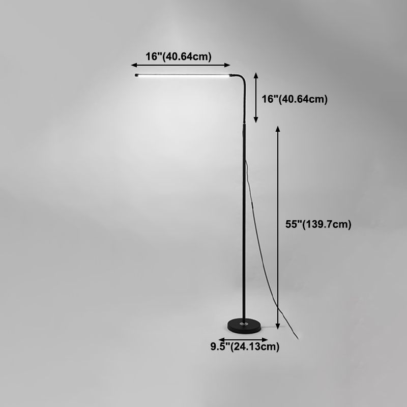 Lampada da pavimento a forma lineare moderna in metallo a 1 luci di luce in nero