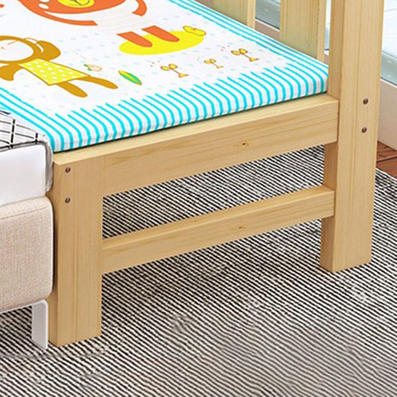 Glam Baby Crib with Mattress Washed Natural Wood with Guardrail Nursery Bed