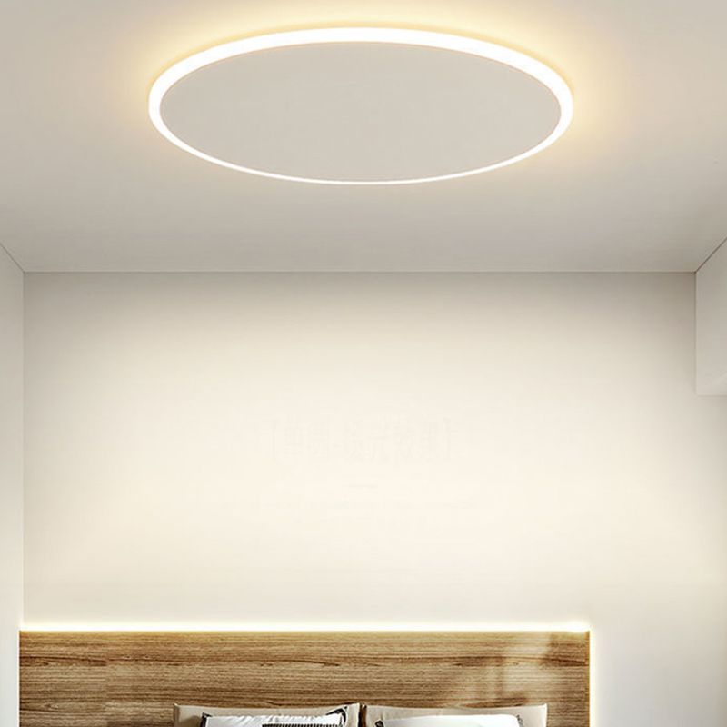 White LED Flush Mount Modern Metal Circle Ceiling Mounted Fixture for Bedroom