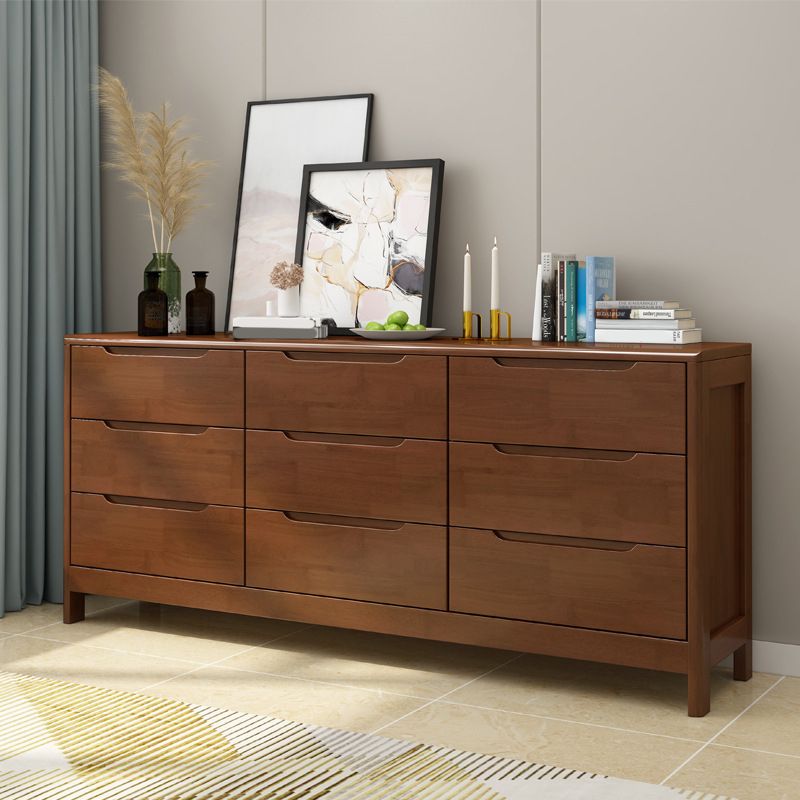 Mid-Century Modern Rectangle Chest with Drawers and Legs in Solid Wood