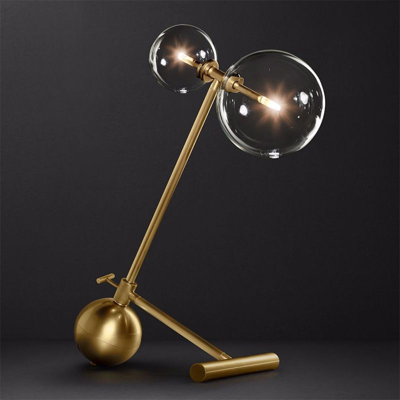 Lampe de bureau de nuit du globe lampe à table en or métallique minimaliste pour le chevet avec base