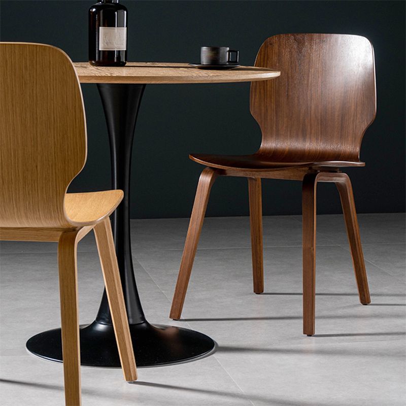 Minimalist Wood Dining Chair for Home Solid Back Armless Dining Chair