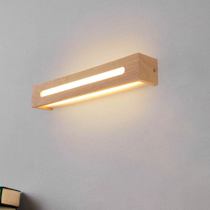 Rectangle Wood Wall Mounted Lights Contemporary Wall Mounted Light Fixture for Bathroom