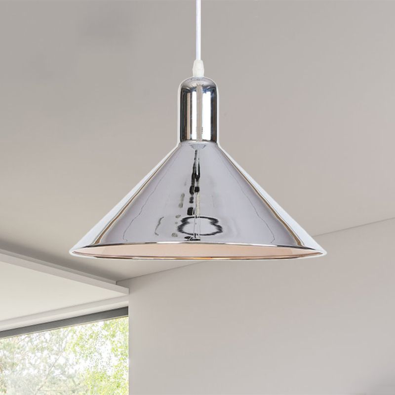 Conical Pendant Lighting with Electroplate Metal Shade Single Light Modern Hanging Light