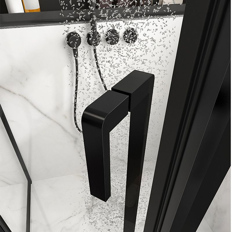 Satin Black Frame Shower Bath Door Transparent Tempered Shower Door