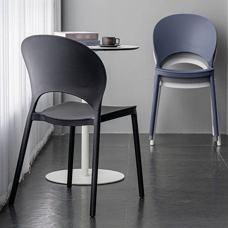 Contemporary Stacking Open Side Chair Matte Finish Home Dining Chair