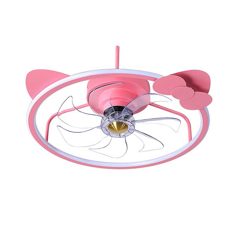 7-Blade Metal Ceiling Fan Children Pink Fan with Light for Room