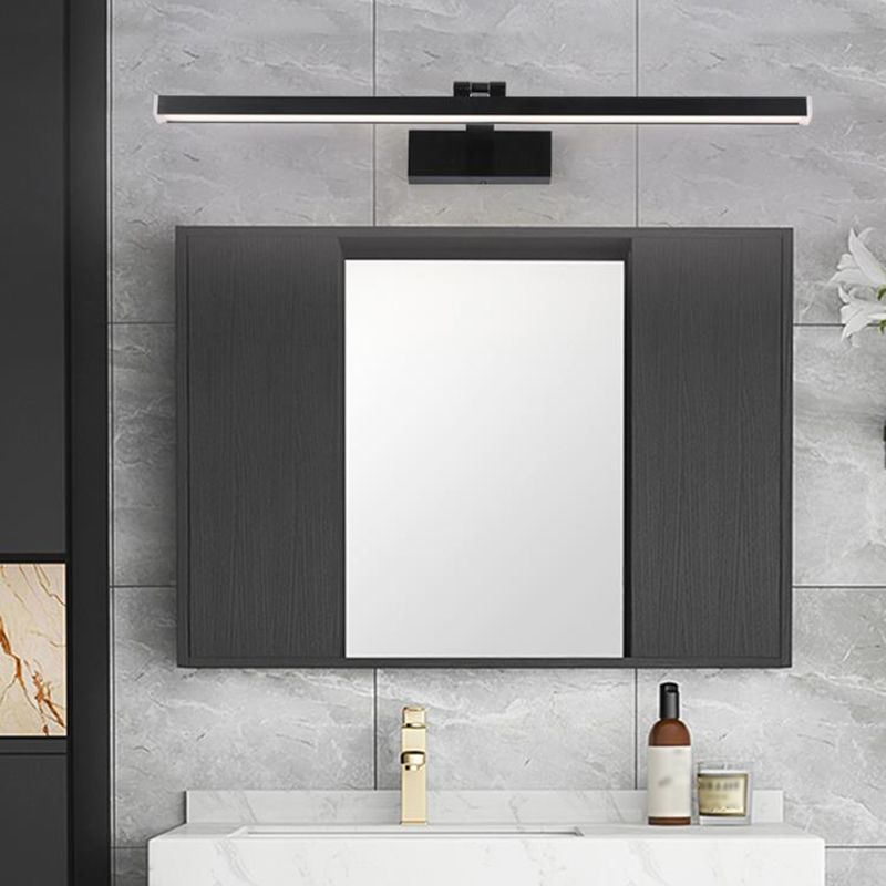 Modern Aluminum Vanity Light Straight Black LED Adjustable Mirror Light for Bathroom