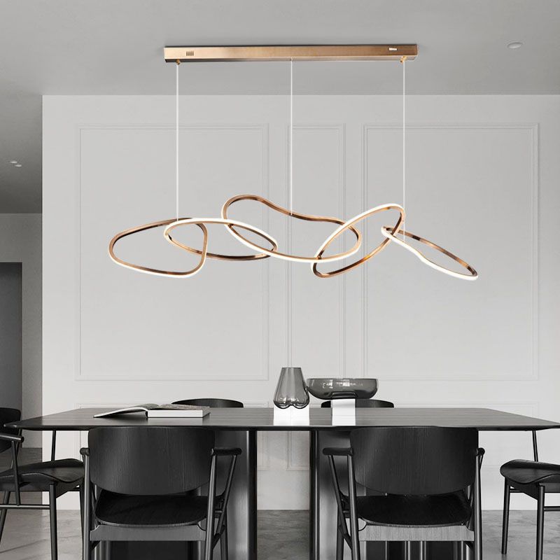 Nordic Simple suspendu plusieurs anneaux lustre pendant léger en métal plafonnier luminaire pour restaurant