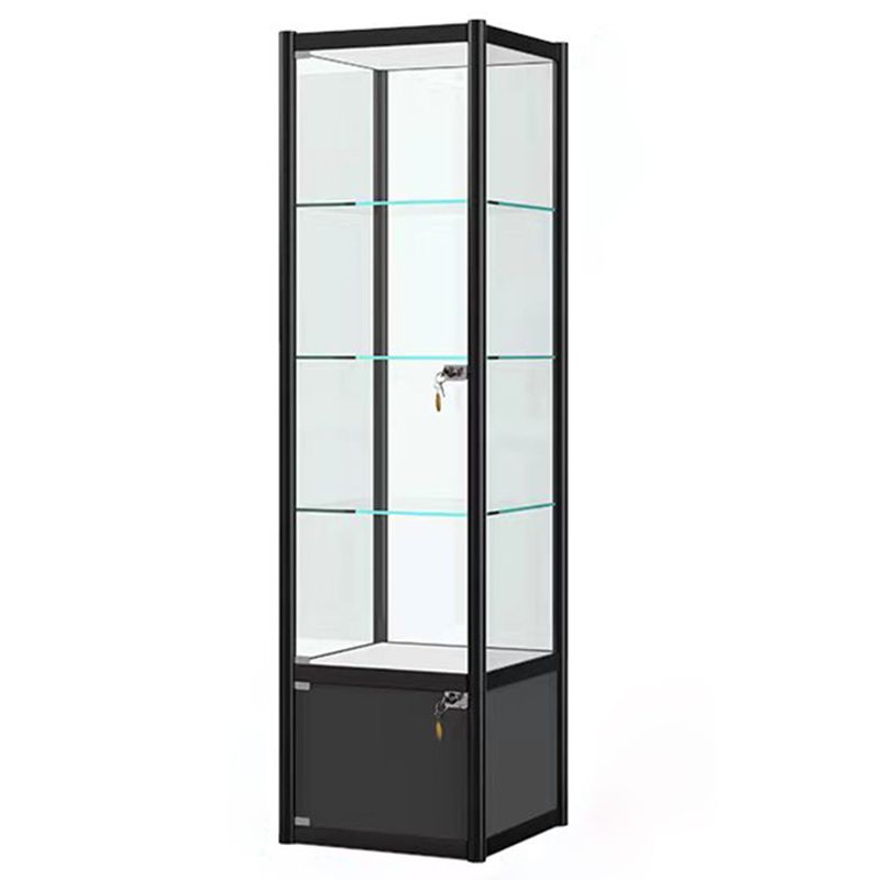 Modern Black China Cabinet Metal Curio Cabinet with Glass Shelves